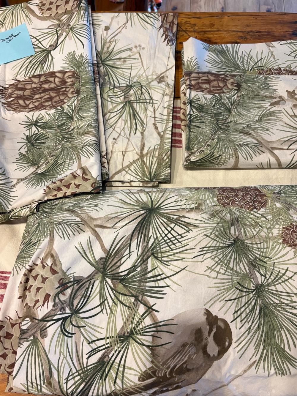 Pottery Barn Snow Pine Bird  Duvet Cover, Shams and Shower Curtain